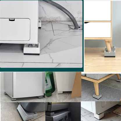 Universal anti-vibration feet - 4x square furniture risers - Stackable table feet for washing machine, non-slip stabilizers for washing machines and furniture (3.3 cm (1.3 inch), White)