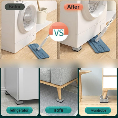 Universal anti-vibration feet - 4x square furniture risers - Stackable table feet for washing machine, non-slip stabilizers for washing machines and furniture (3.3 cm (1.3 inch), White)