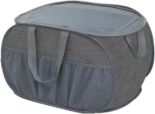 Foldable Laundry Basket - Foldable Laundry Basket with Lid - Storage Basket with Handles - Large Capacity Foldable Laundry Basket - Waterproof for Children's Room, Camping and Travel - Grey - 36 x 36 x 58 cm