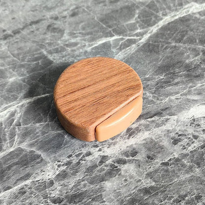 Round wooden doorstop, shockproof and anti-collision, set of 6, 4.5 x 4.2 x 1.6 cm, for floor and parquet, dark brown, 45 x 42 x 16 mm.