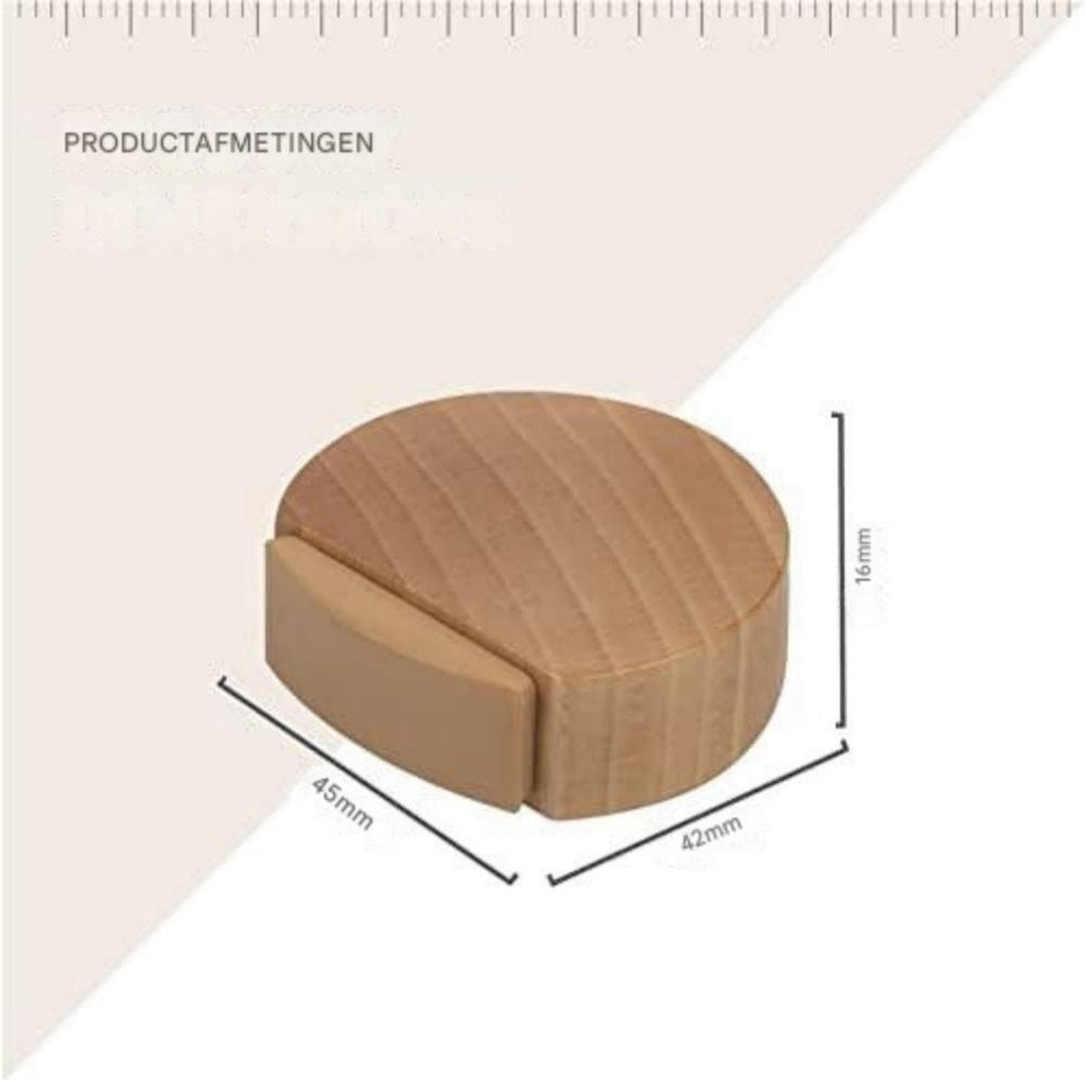 Round wooden doorstop, shockproof and anti-collision, set of 6, 4.5 x 4.2 x 1.6 cm, for floor and parquet, dark brown, 45 x 42 x 16 mm.