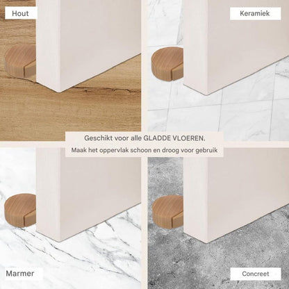 Round wooden doorstop, shockproof and anti-collision, set of 6, 4.5 x 4.2 x 1.6 cm, for floor and parquet, dark brown, 45 x 42 x 16 mm.