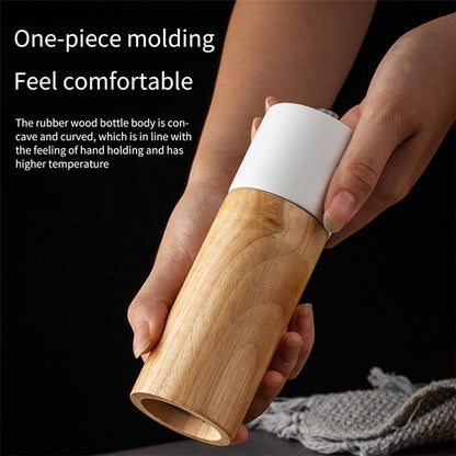 Wooden Salt and Pepper Mill - Premium Quality Salt and Spice Mill - Wooden Salt Mill with Adjustable Ceramic Core - Manual, Refillable Salt and Pepper Mill for Spices/Sea Salt/Chili/Pepper (White)