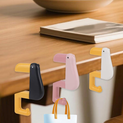 Table Hook - Desk Hook - Removable - Non-slip - Foldable - Desktop Installation - No Drilling Required - Suitable for Office, School, Office Organization, and Business Operations - 3 Pieces - Pink, White, Black