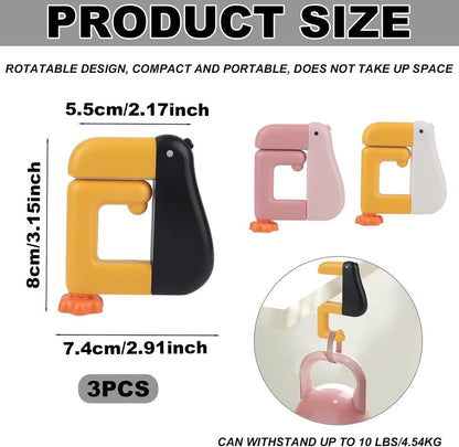 Table Hook - Desk Hook - Removable - Non-slip - Foldable - Desktop Installation - No Drilling Required - Suitable for Office, School, Office Organization, and Business Operations - 3 Pieces - Pink, White, Black
