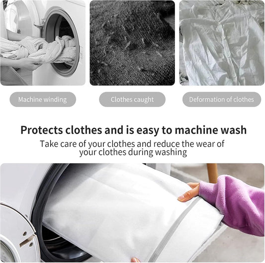 Set of 3 Laundry Bags - Net Clothes - Groot Laundry Nets - Large, Strong Bags - For Delicate Clothes - Perfect for Washing Machines - Jackets - Jeans - 50 x 60 cm - Household Accessory