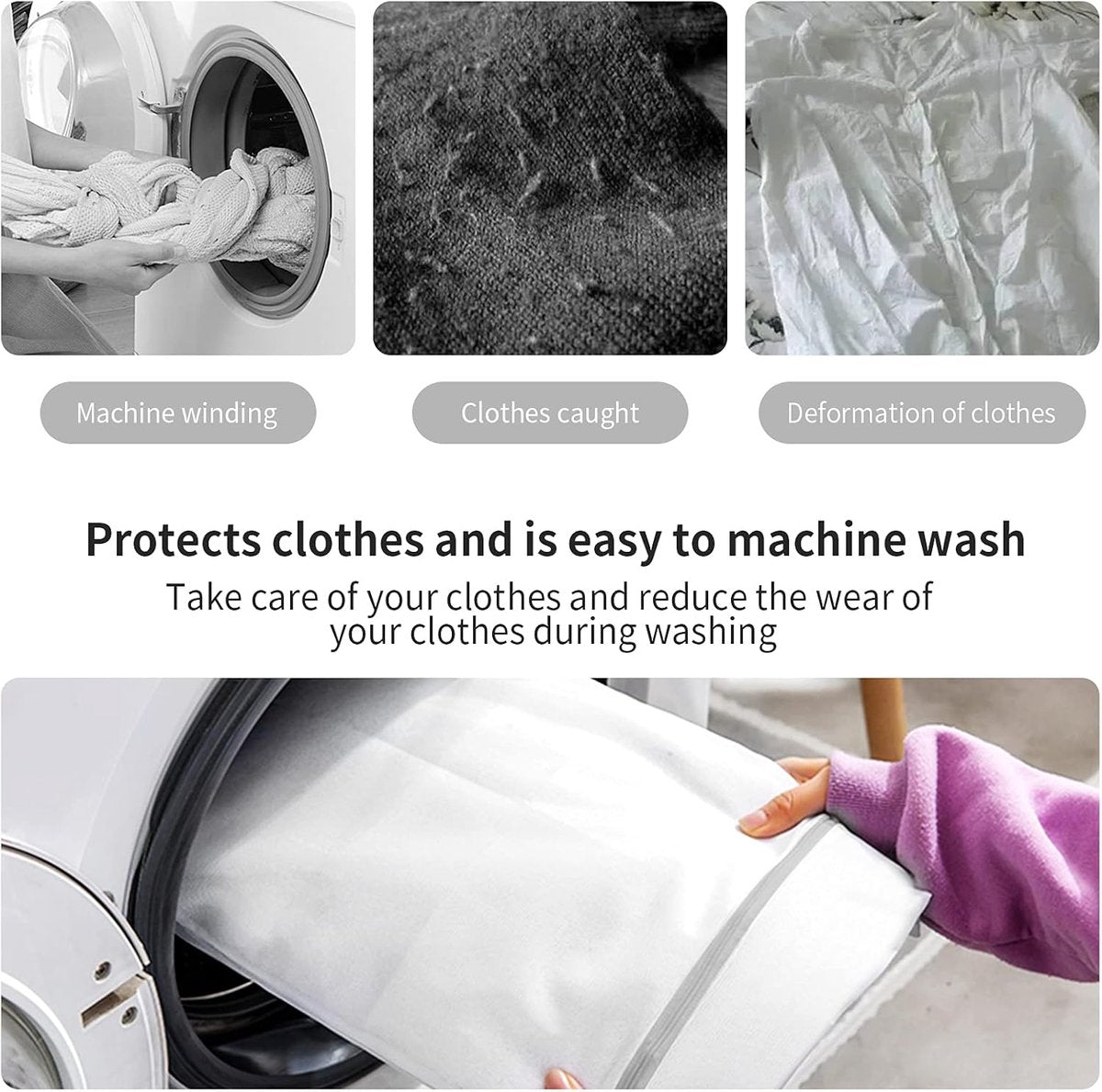 Set of 3 Mesh Laundry Bags - Laundry Nets - Groot Laundry Net - Durable Bags - Delicate Clothes - Perfect for the Washing Machine - Jackets - Jeans - 30 x 40 cm - Household Accessory