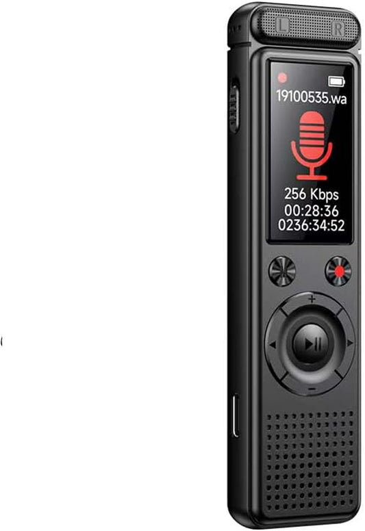 Voice Recorder - Dictaphone - Rechargeable - Portable - Clear Sound - Meetings, Interviews - 64 GB - Black