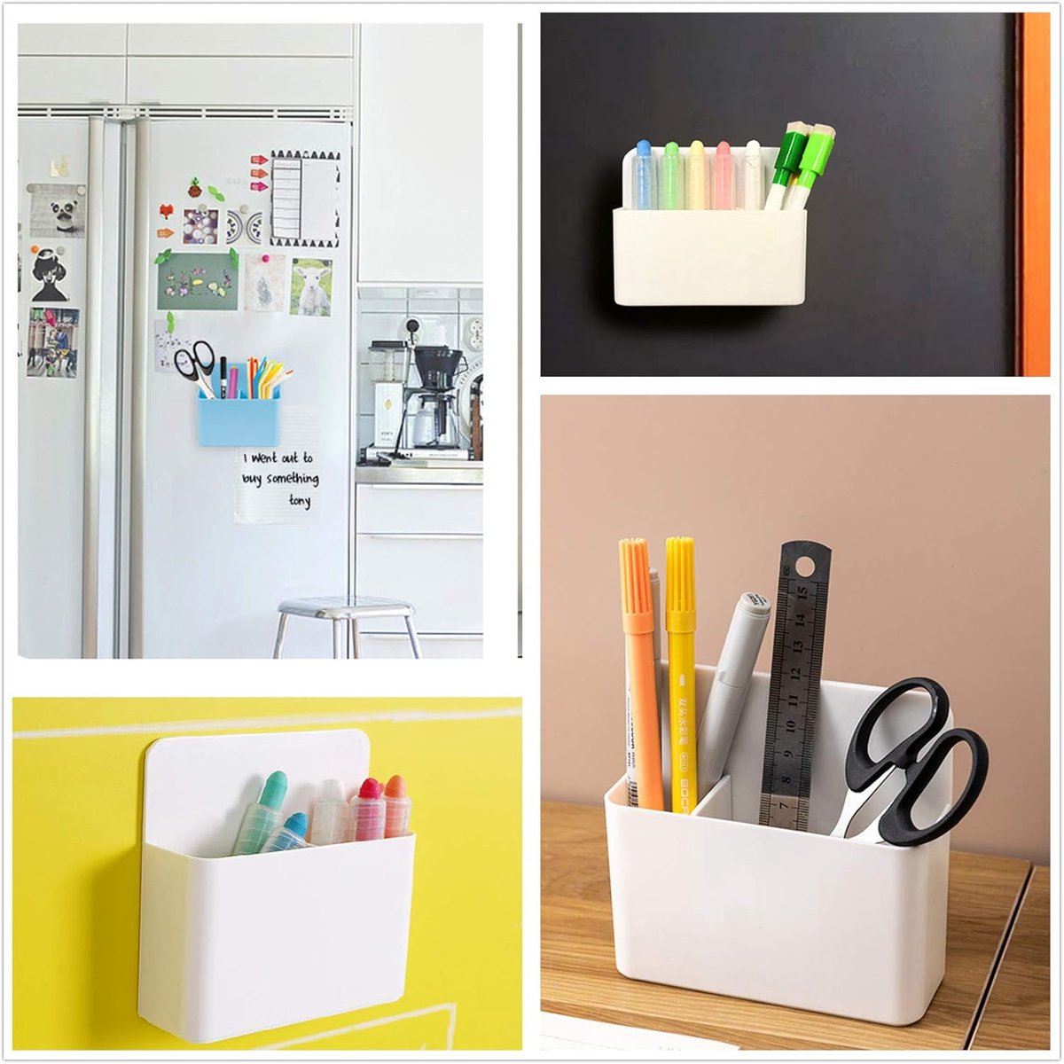 Pen holder - Pen holder - Magnetic whiteboard marker holder - Storage box - Storage box for cooler, school, home, office - Wit
