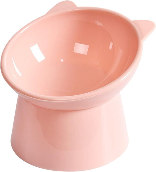 Cat bowl - Non-slip feeder - Tilting bowl - Anti-vomiting - Angled design - Blue - Perfect for cats - Indoor use - Pet accessories - Pink