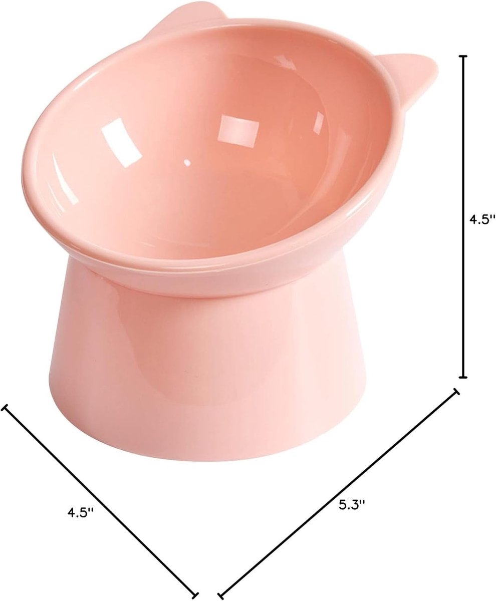 Cat bowl - Non-slip feeder - Tilting bowl - Anti-vomiting - Angled design - Blue - Perfect for cats - Indoor use - Pet accessories - Pink