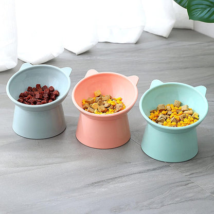 Cat bowl - Non-slip feeder - Tilting bowl - Anti-vomiting - Angled design - Blue - Perfect for cats - Indoor use - Pet accessories - Pink