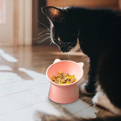Cat bowl - Non-slip feeder - Tilting bowl - Anti-vomiting - Angled design - Blue - Perfect for cats - Indoor use - Pet accessories - Pink