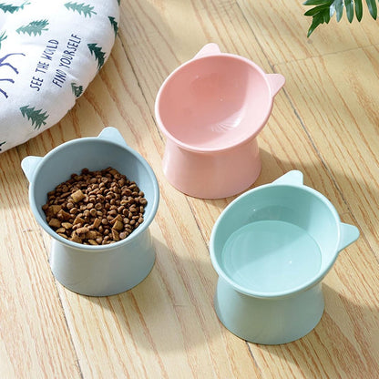 Cat bowl - Non-slip feeder - Tilting bowl - Anti-vomiting - Angled design - Blue - Perfect for cats - Indoor use - Pet accessories - Pink