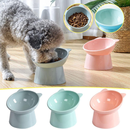 Cat bowl - Non-slip feeder - Tilting bowl - Anti-vomiting - Angled design - Blue - Perfect for cats - Indoor use - Pet accessories - Pink