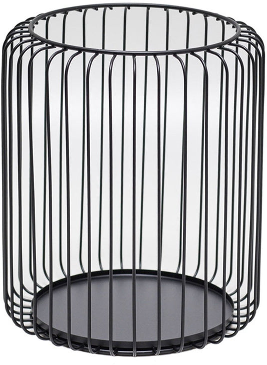 Set of 2 black metal candle holders, large oval candle holder, black decoration, metal wire lantern (Zwart)