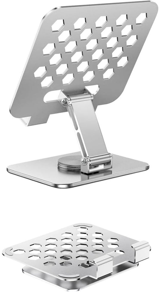Universal tablet stand - Adjustable elasticity - Foldable at multiple angles (silver)