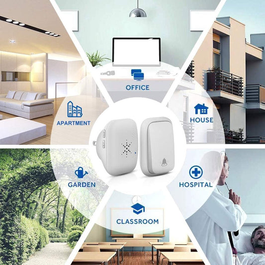 Wireless Doorbell - Doorbells - Wireless Doorbell - Standalone Doorbell - No Battery Required - Wireless Doorbell - 150m Range, Waterproof Button - With 38 Ringtones - 4 Volume Levels and LED - With