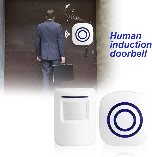 Infrared motion detector, wireless alarm, doorbell with receiver and transmitter - 38 ringtones, LED indicators - Best quality.