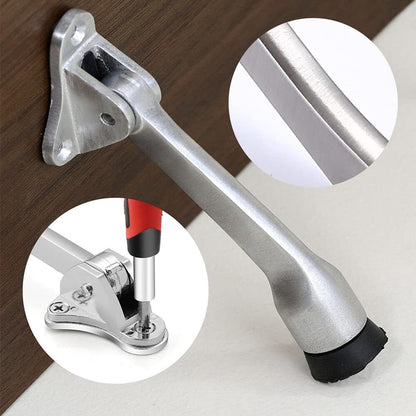 Set of 2 One Touch Adjustable Metal Doorstops - Zinc Alloy Doorstop with Rubber Buffer, 13 cm, for Indoor and Outdoor Use
