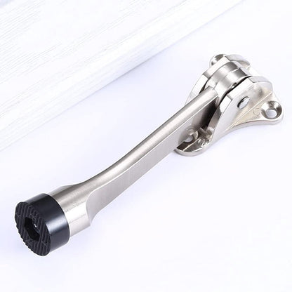 Set of 2 One Touch Adjustable Metal Doorstops - Zinc Alloy Doorstop with Rubber Buffer, 13 cm, for Indoor and Outdoor Use
