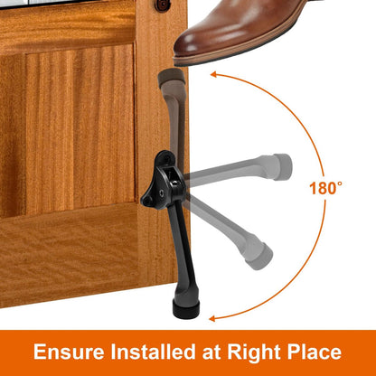 Set of 2 heavy-duty stainless steel doorstops with non-slip rubber tips for heavy doors, adjustable, door handle protection, 13 cm, black