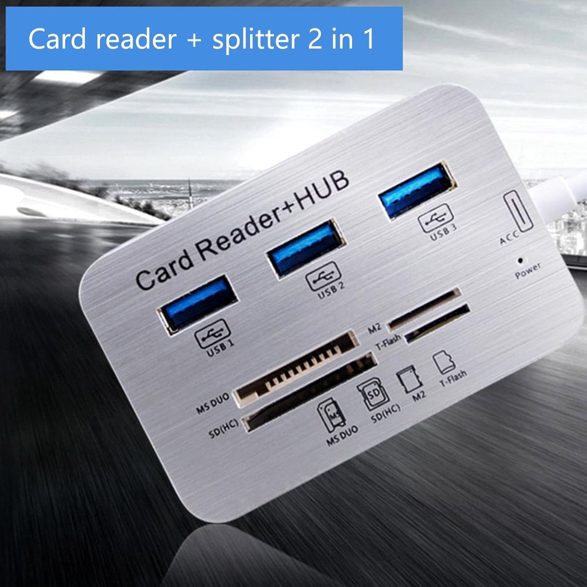 USB 3.0 Hub with 3-Port Splitter and Memory Card Reader - SD/TF/Micro SD Card Reader - USB 3.0 Hub