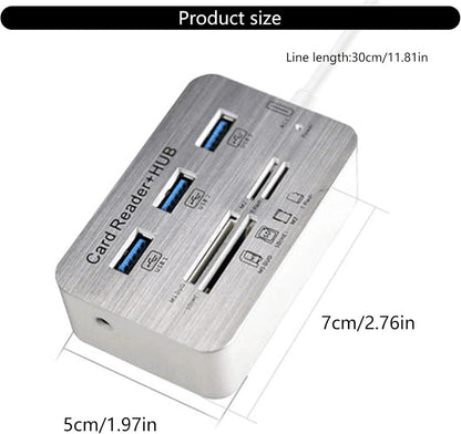 USB 3.0 Hub with 3-Port Splitter and Memory Card Reader - SD/TF/Micro SD Card Reader - USB 3.0 Hub