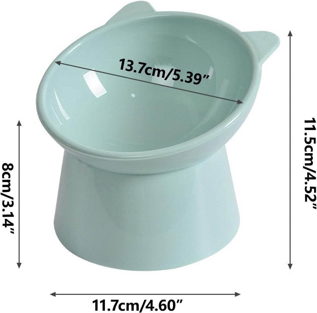 Cat bowl - Feeders - Tilting bowl - Anti-vomiting - Angled design - Blue - Perfect for cats - Indoor use - Pet accessories - Green