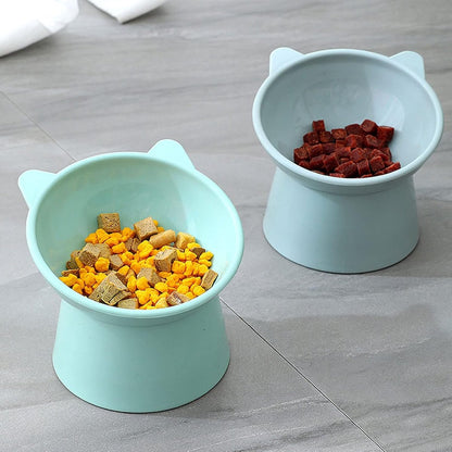 Cat bowl - Feeders - Tilting bowl - Anti-vomiting - Angled design - Blue - Perfect for cats - Indoor use - Pet accessories - Green
