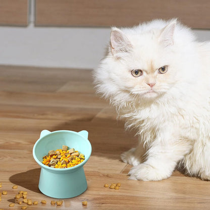 Cat bowl - Feeders - Tilting bowl - Anti-vomiting - Angled design - Blue - Perfect for cats - Indoor use - Pet accessories - Green