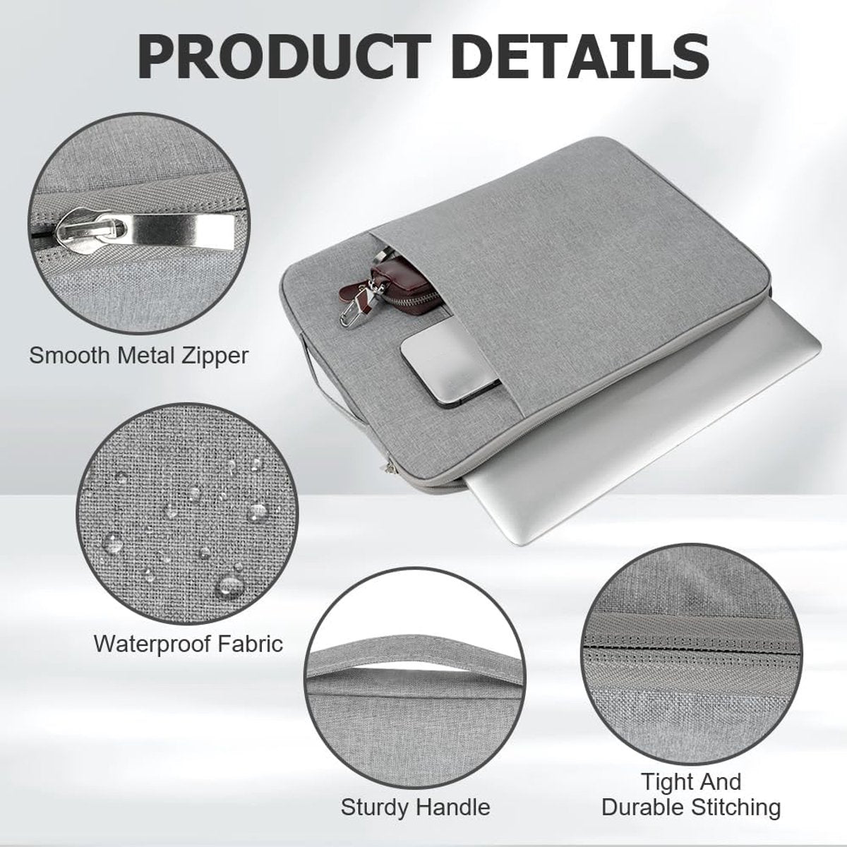 15.6-inch Laptop Sleeve - Grijs - Waterproof - Shockproof - Scratch-resistant - Splash-proof - Laptop Sleeve - Grijs