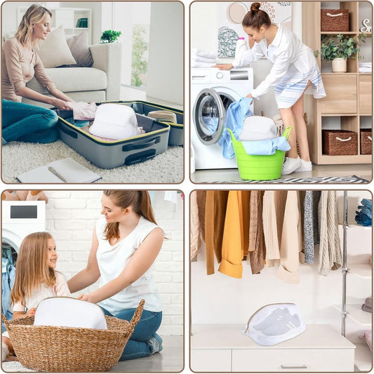Laundry bag - Packing cubes - Laundry net - Women's shoe bag - Laundry bags with zipper - Compression zippered storage cubes - Reusable - 2 pieces - Shoe protector - Clothes