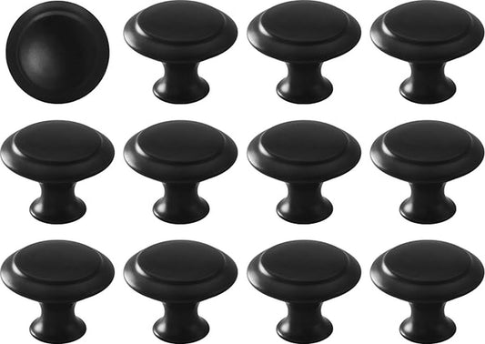 Set of 12 vintage black 28mm metal drawer and cabinet handles, easy to install, durable and stylish.