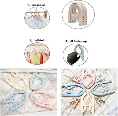 Hangers - Plastic Hangers - Set of 16 foldable plastic travel hangers - Space-saving and non-slip hangers - Multifunctional travel accessory - Suitable for home, hotel, travel and camping