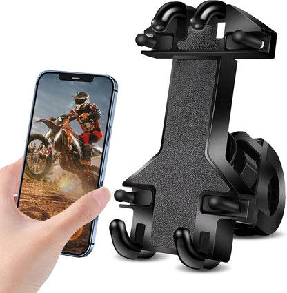 Motorcycle phone mount - Bicycle phone mount - Heavy-duty clamp for motorcycle handlebars - One-handed operation - Scooter phone mount - For phones from 4.7" to 7.25"