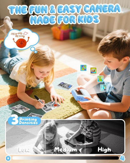 48MP Kids Digital Camera with Instant Print, 1080p FHD, 10x Zoom, 32GB Memory Card, 3-inch Screen, Blue