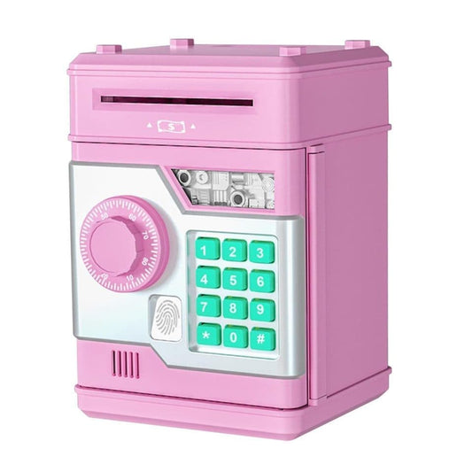 Children's Electronic Piggy Bank with Fingerprint & Password Protection, Automatic Saving Function, Mini Cabinet, Pink