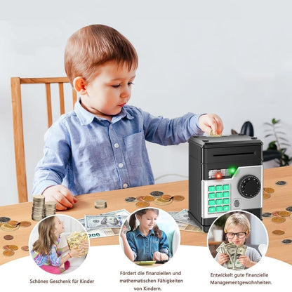 Children's Electronic Piggy Bank with Fingerprint & Password Protection, Automatic Saving Function, Mini Cabinet, Pink