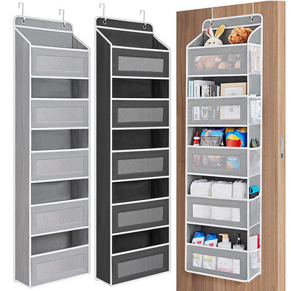 1 piece Wall-mounted Doll Rack with Hooks, Multi-functional Storage Rack for Door, Gray