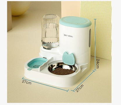 2-in-1 Automatic Cat Feeder and Water Dispenser for Pets, Compatible with Cats and Dogs, Gray