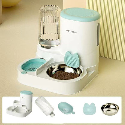 2-in-1 Automatic Cat Feeder and Water Dispenser for Pets, Compatible with Cats and Dogs, Blue