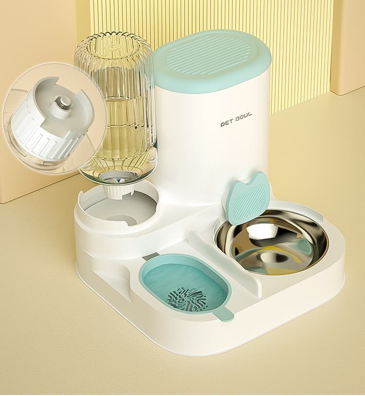 2-in-1 Automatic Cat Feeder and Water Dispenser for Pets, Compatible with Cats and Dogs, Blue