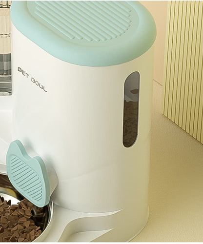2-in-1 Automatic Cat Feeder and Water Dispenser for Pets, Compatible with Cats and Dogs, Green