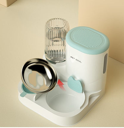 2-in-1 Automatic Cat Feeder and Water Dispenser for Pets, Compatible with Cats and Dogs, Green