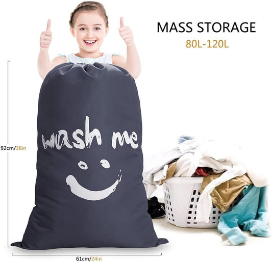 60L Large Foldable Laundry Bag for Travel, with Handles, Gray, 60x80cm