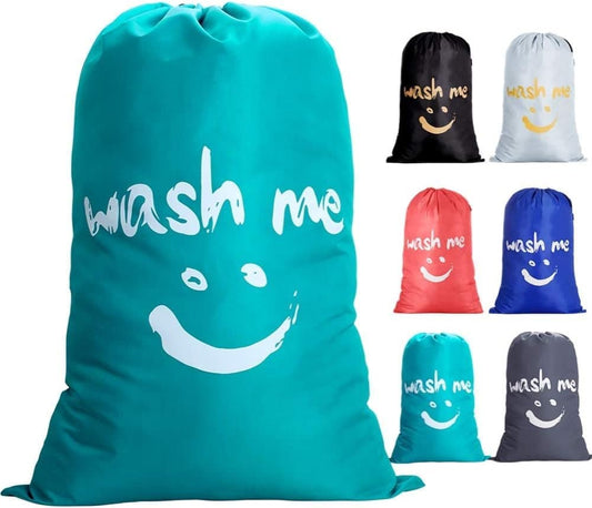 Foldable Laundry Bag for Travel, Large, Blue, Compatible with Dirty Clothes Storage