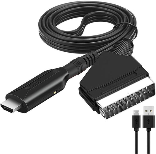 SCART to HDMI Converter 1080P, Wireless Adapter Plug & Play, Compatible with Home Theater TV Projector