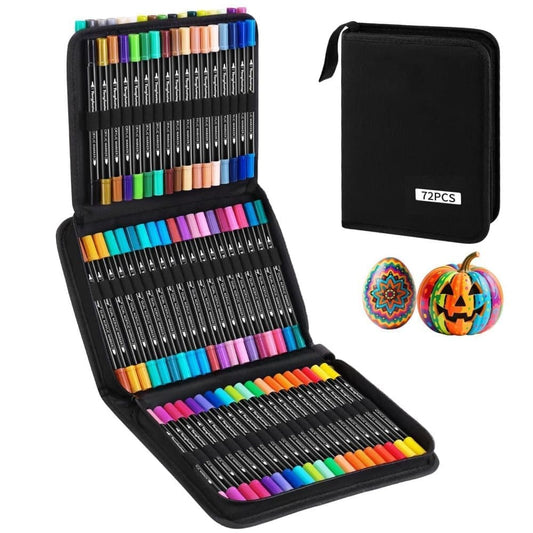 72-Pack Washable Double-Ended Watercolor Pens for Creative Painting, with 144 Tips