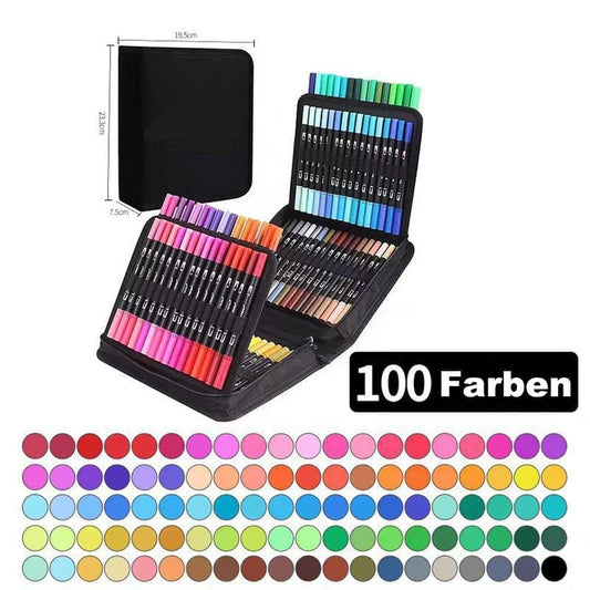 100-Pack Double-Ended Watercolor Pens for Creative Painting, Washable, 100-Pack